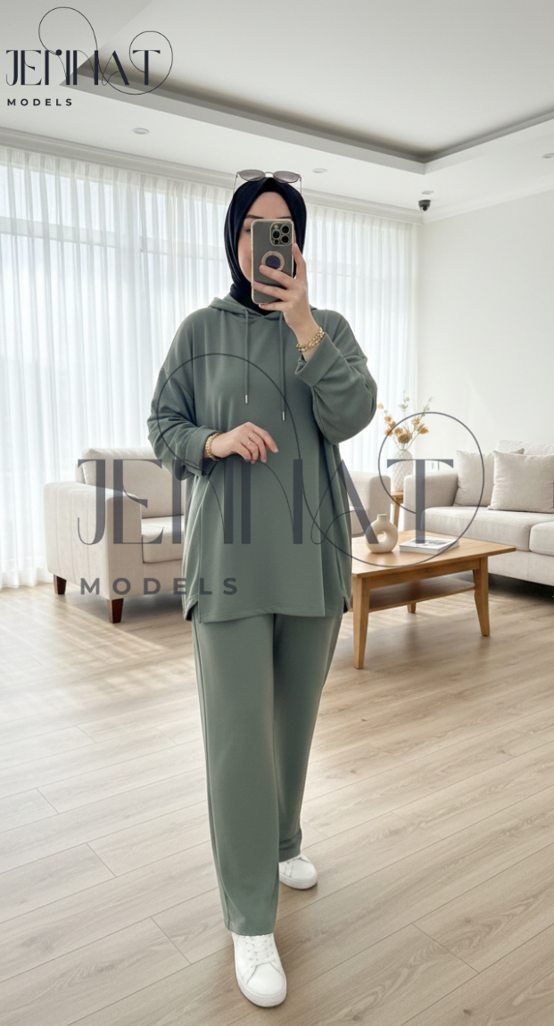 طقم نسائي واسع من قطعتين